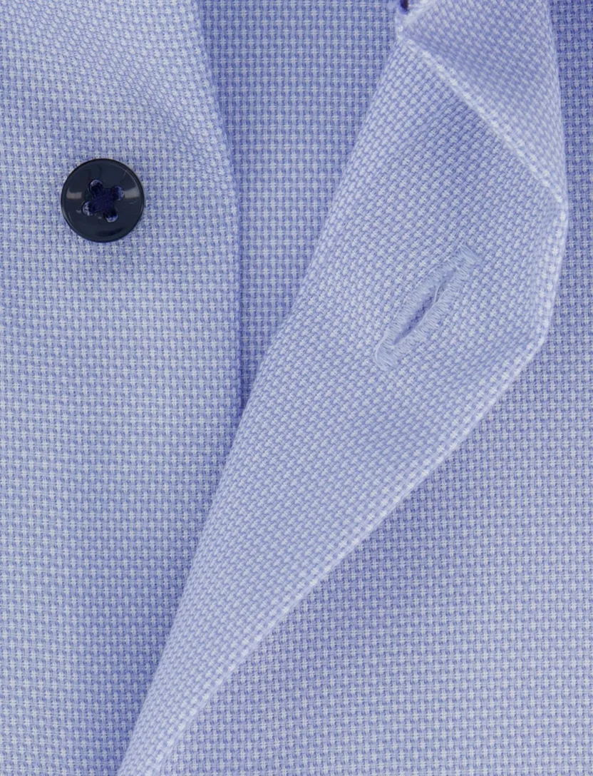 Eterna overhemd blauw korte mouw met borstzak