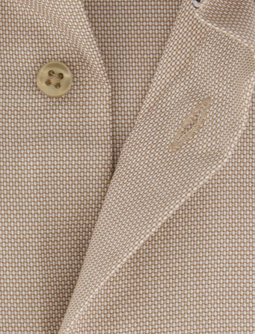 Eterna overhemd korte mouw camel semi-wide collar strijkvrij