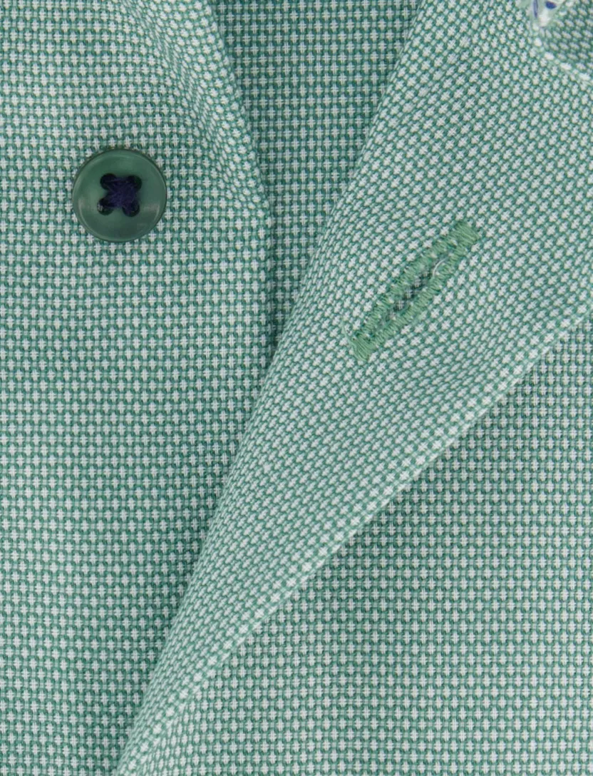 Eterna Modern Fit overhemd turquoise korte mouw borstzak strijkvrij