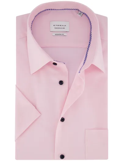 Eterna Eterna modern fit overhemd korte mouw borstzak strijkvrij