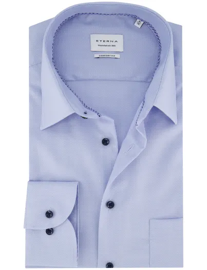 Eterna Eterna overhemd Comfort Fit blauw strijkvrij ml7