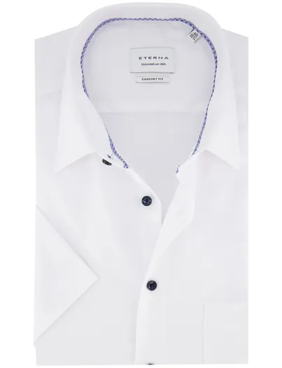 Eterna Eterna overhemd wit comfort fit strijkvrij korte mouw