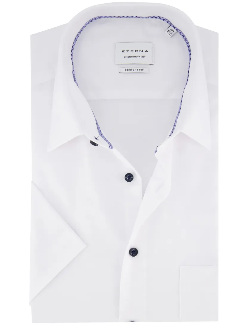 Eterna overhemd wit comfort fit strijkvrij korte mouw