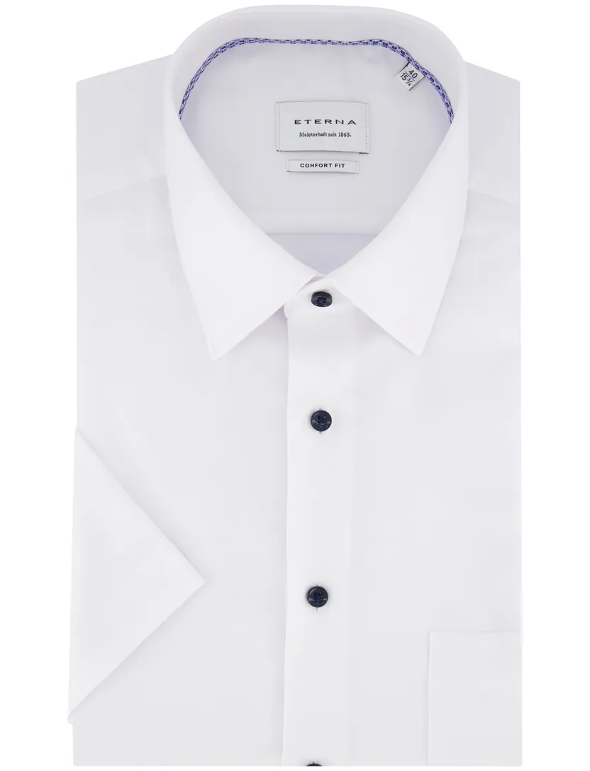 Eterna overhemd wit comfort fit strijkvrij korte mouw