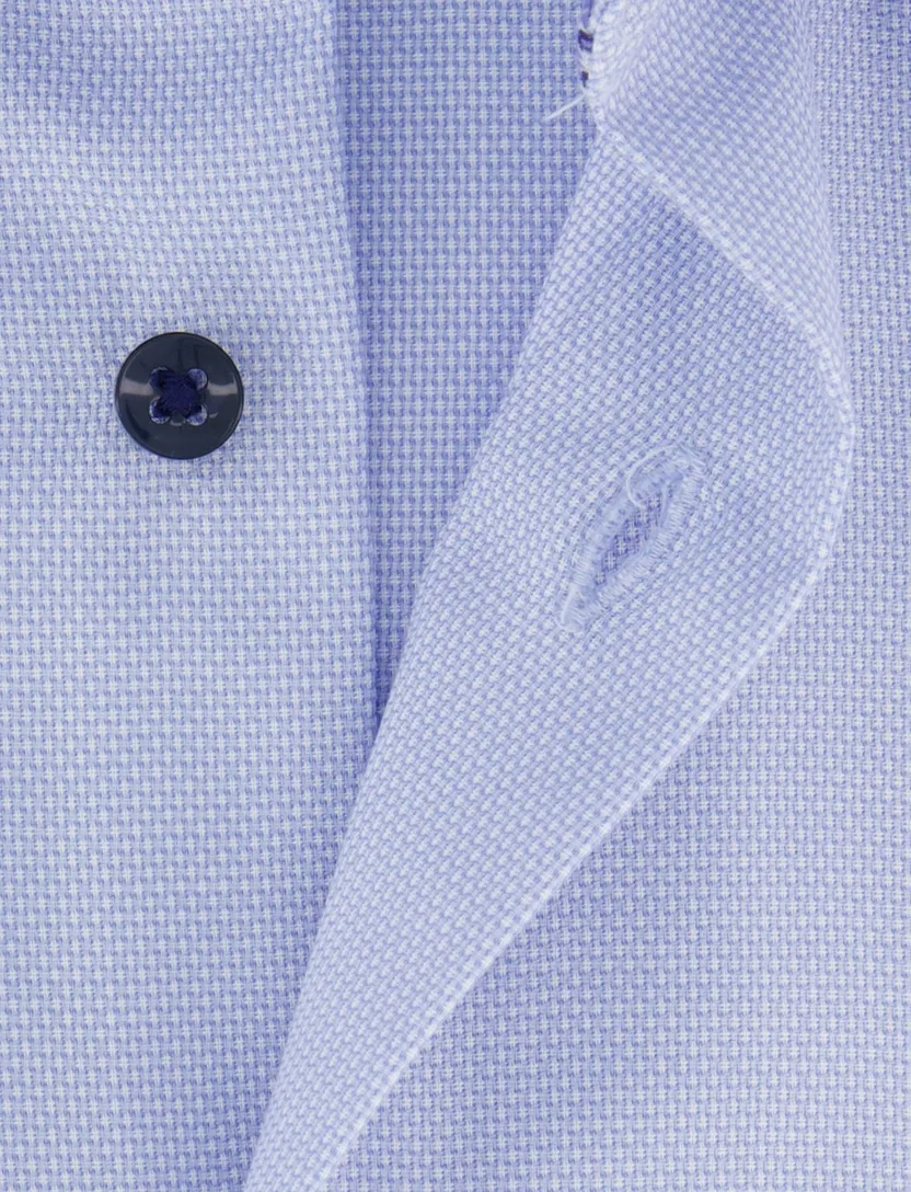 Eterna Comfort Fit overhemd blauw structuur borstzak strijkvrij