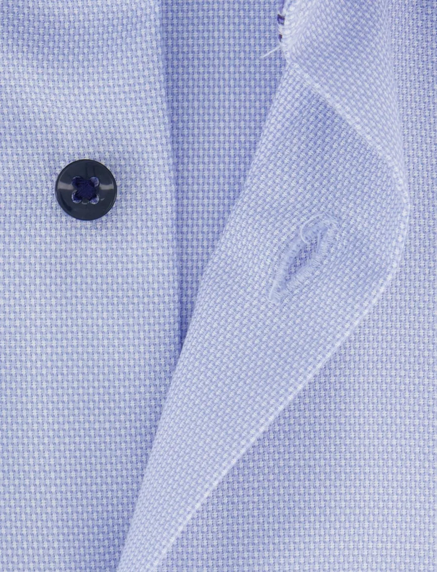 Eterna Comfort Fit overhemd blauw structuur strijkvrij