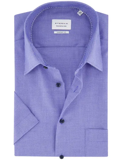 Eterna Eterna overhemd blauw borstzak katoen