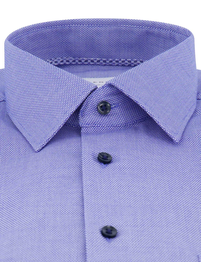overhemd Eterna blauw borstzak katoen