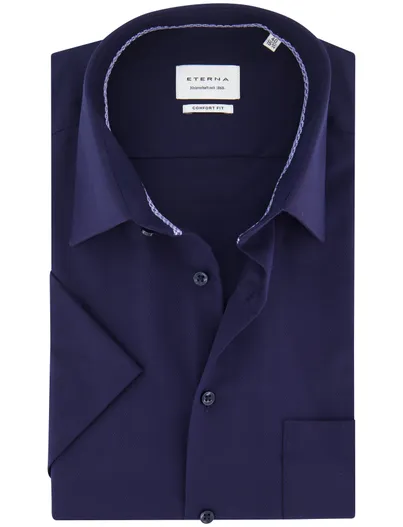 Eterna Eterna overhemd donkerblauw katoen effen