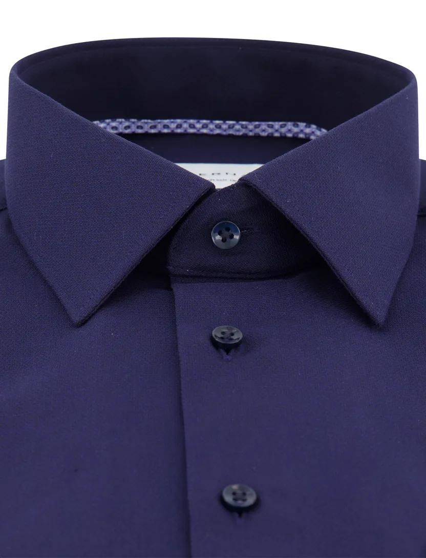 Eterna overhemd donkerblauw katoen effen