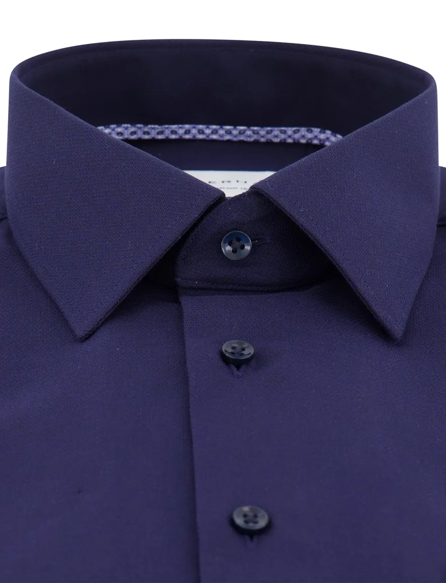 Eterna overhemd donkerblauw katoen korte mouw