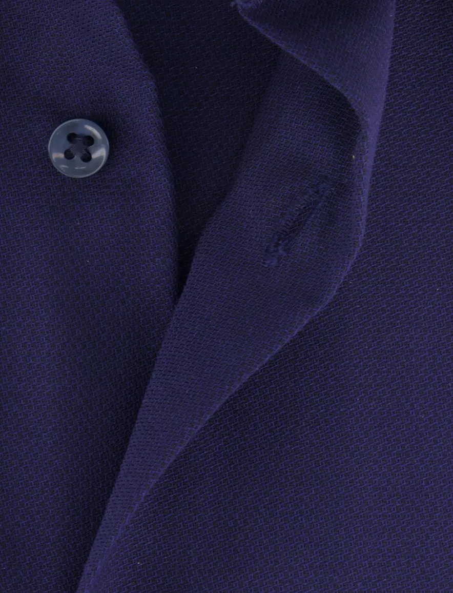 Eterna overhemd donkerblauw katoen korte mouw