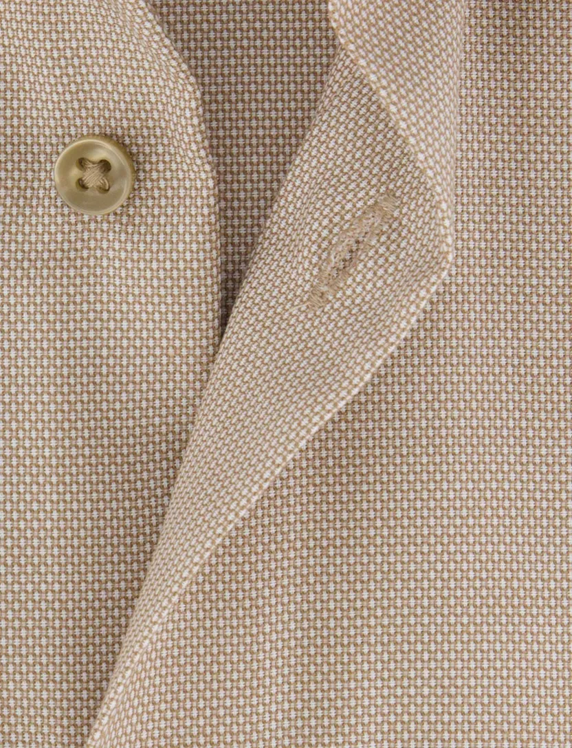 Eterna overhemd bruin katoen semi-wide collar strijkvrij