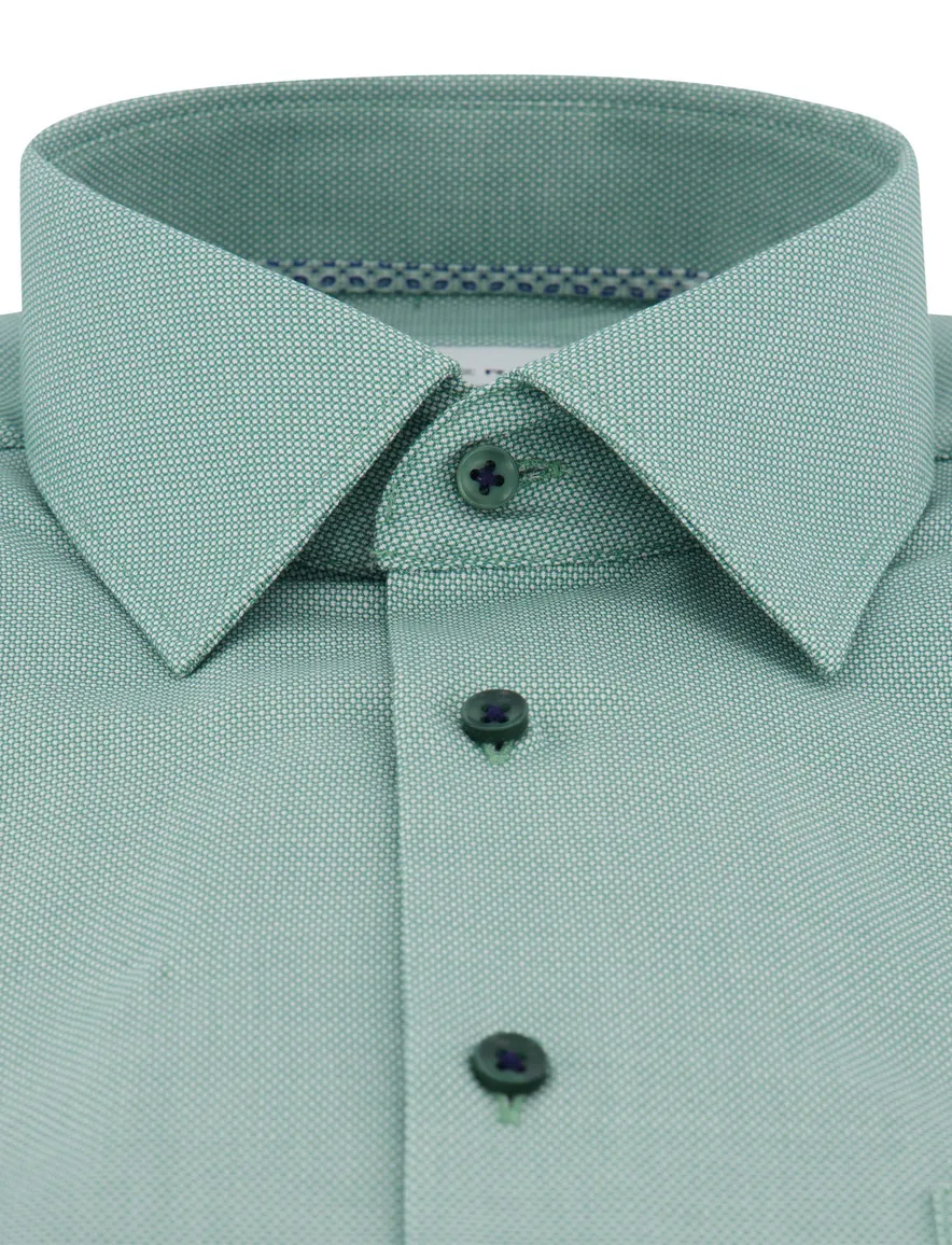 Eterna korte mouw overhemd turquoise katoen