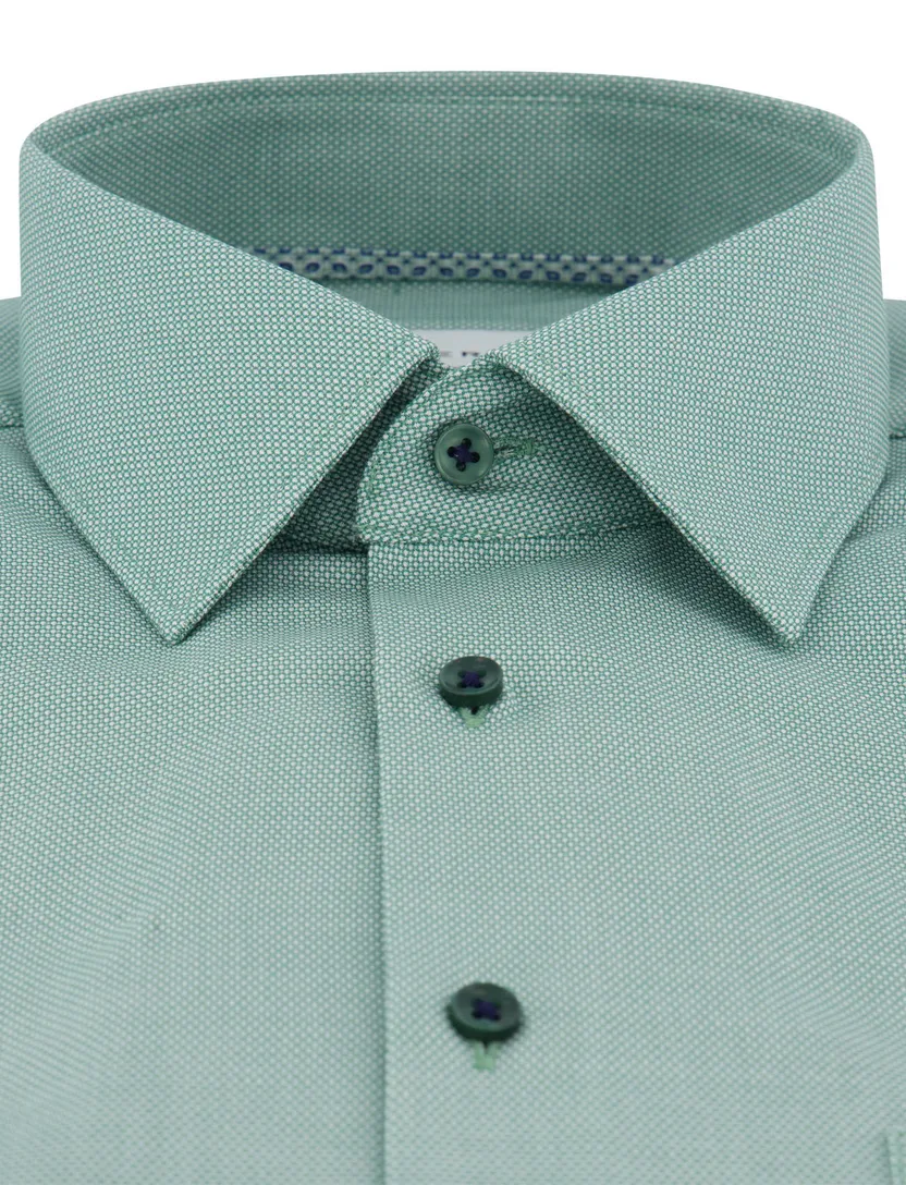 Eterna korte mouw overhemd turquoise strijkvrij