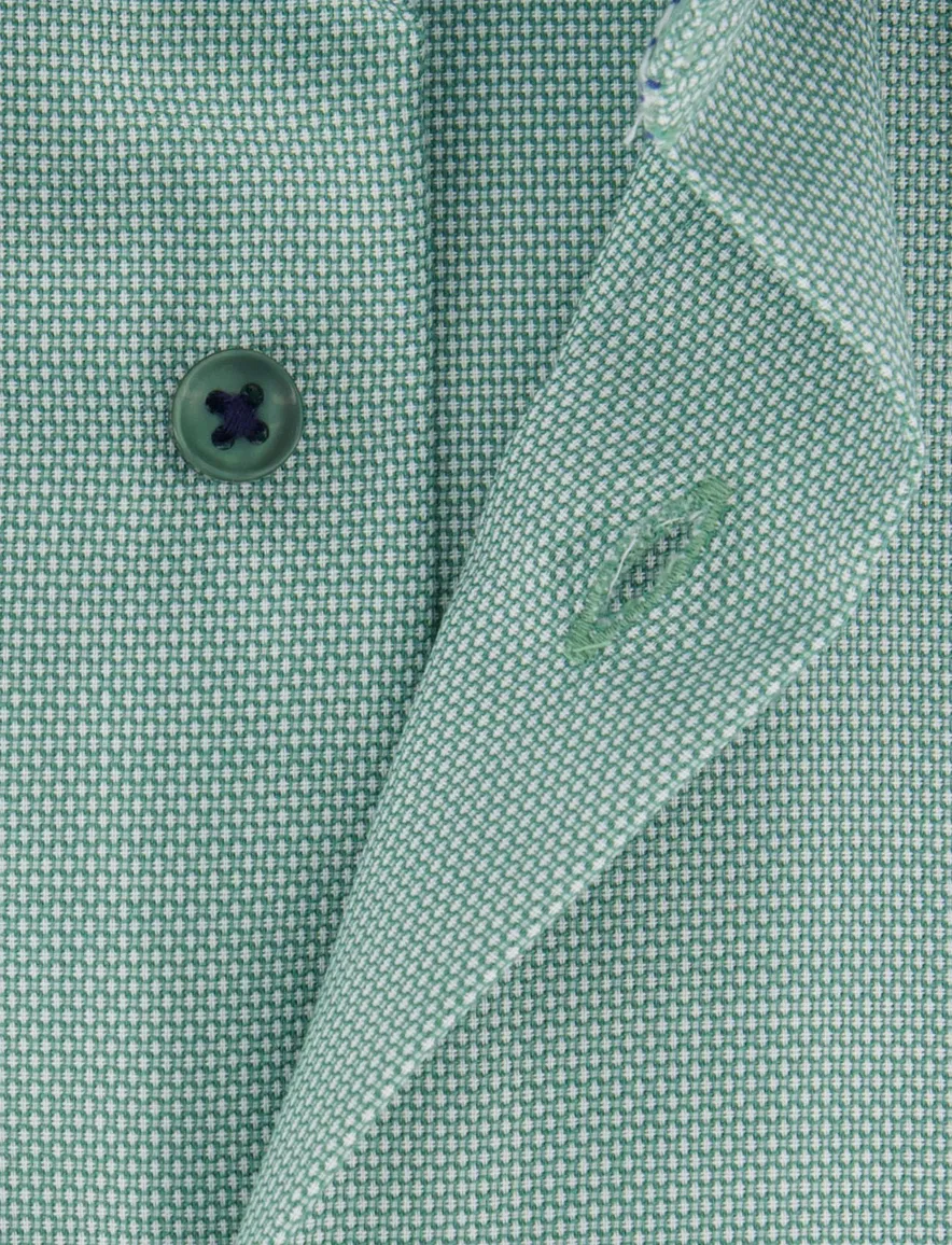 Eterna korte mouw overhemd turquoise katoen