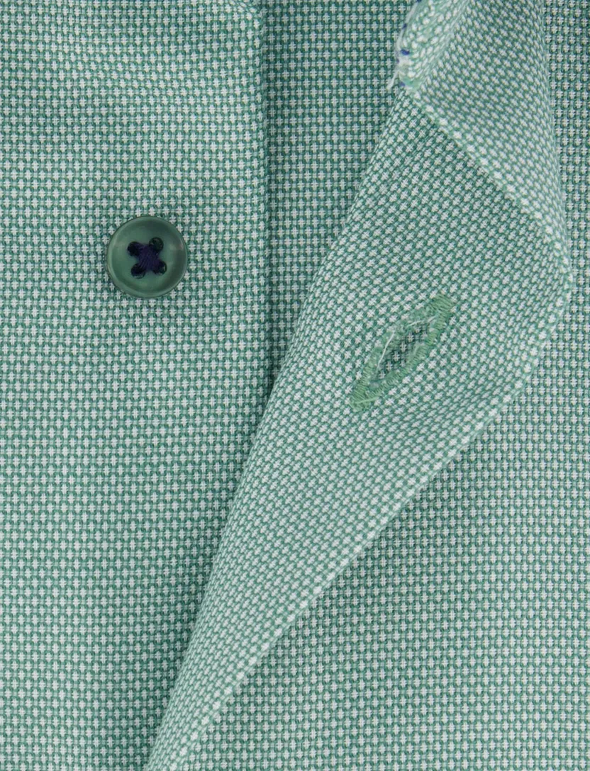 Eterna korte mouw overhemd turquoise strijkvrij