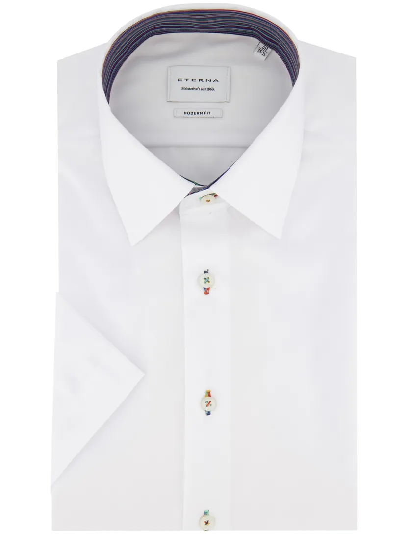 overhemd Eterna Modern Fit wit strijkvrij