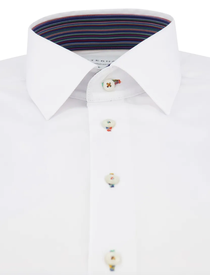 overhemd Eterna Modern Fit wit strijkvrij
