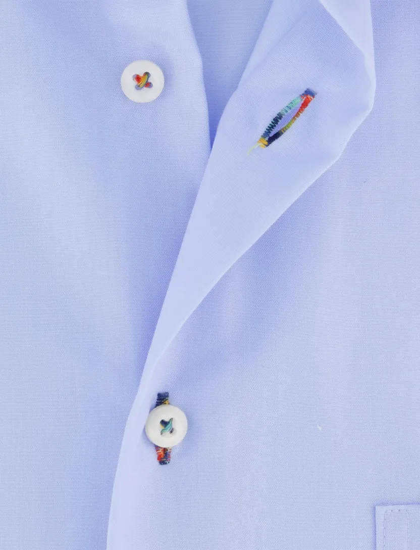 Eterna overhemd effen blauw normale fit strijkvrij