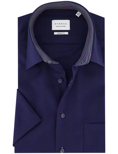 Eterna katoenen Eterna overhemd donkerblauw normale fit