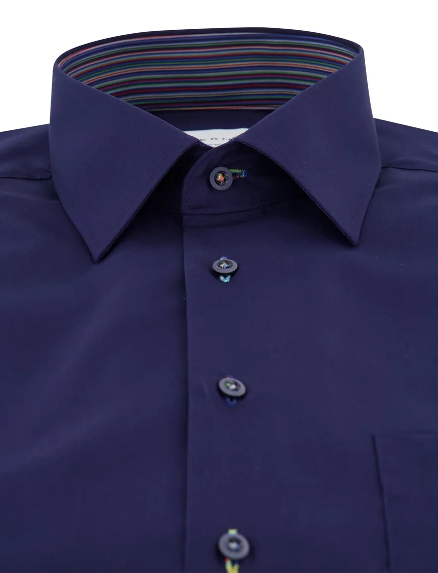 Eterna overhemd donkerblauw normale fit katoen