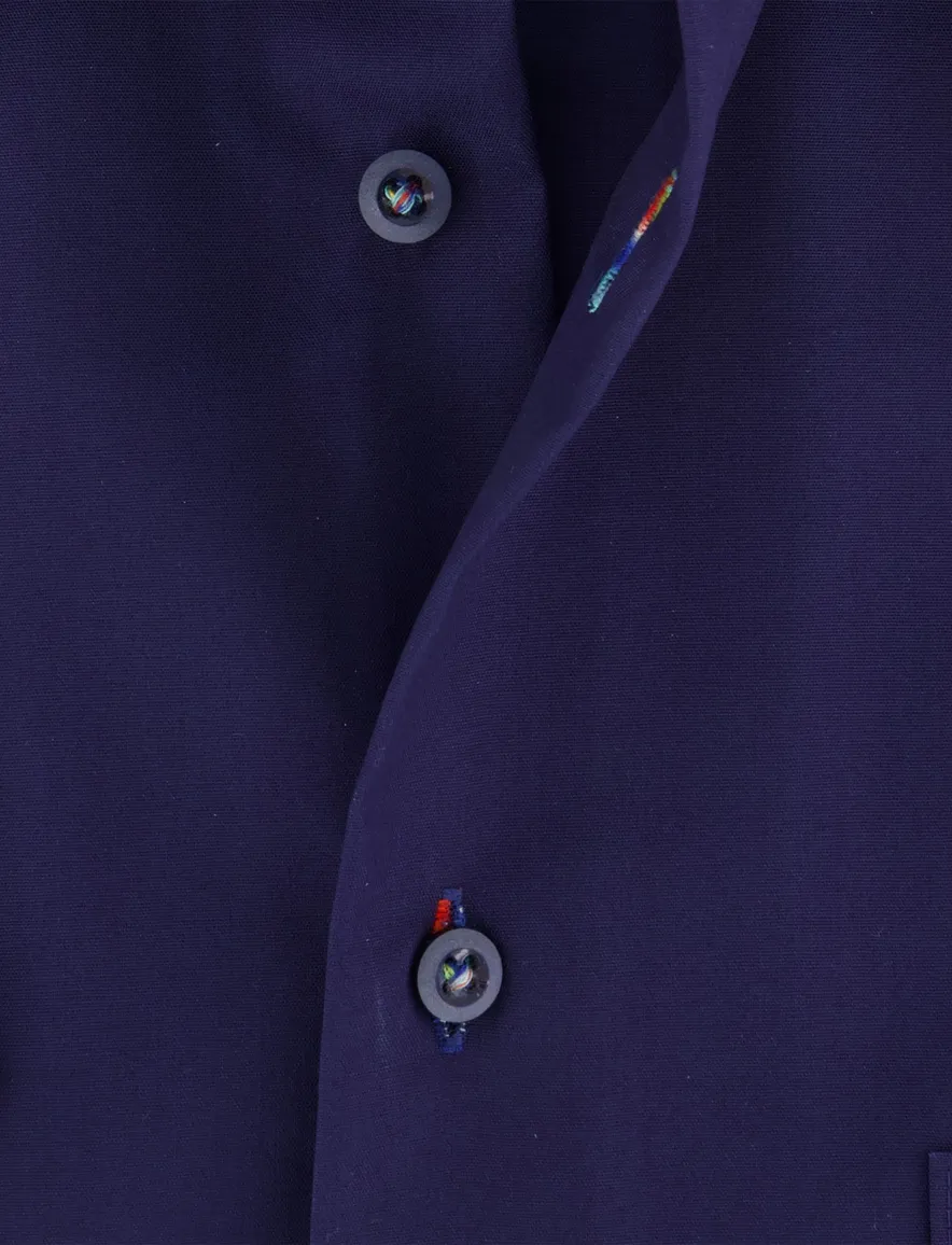 Eterna overhemd donkerblauw normale fit katoen