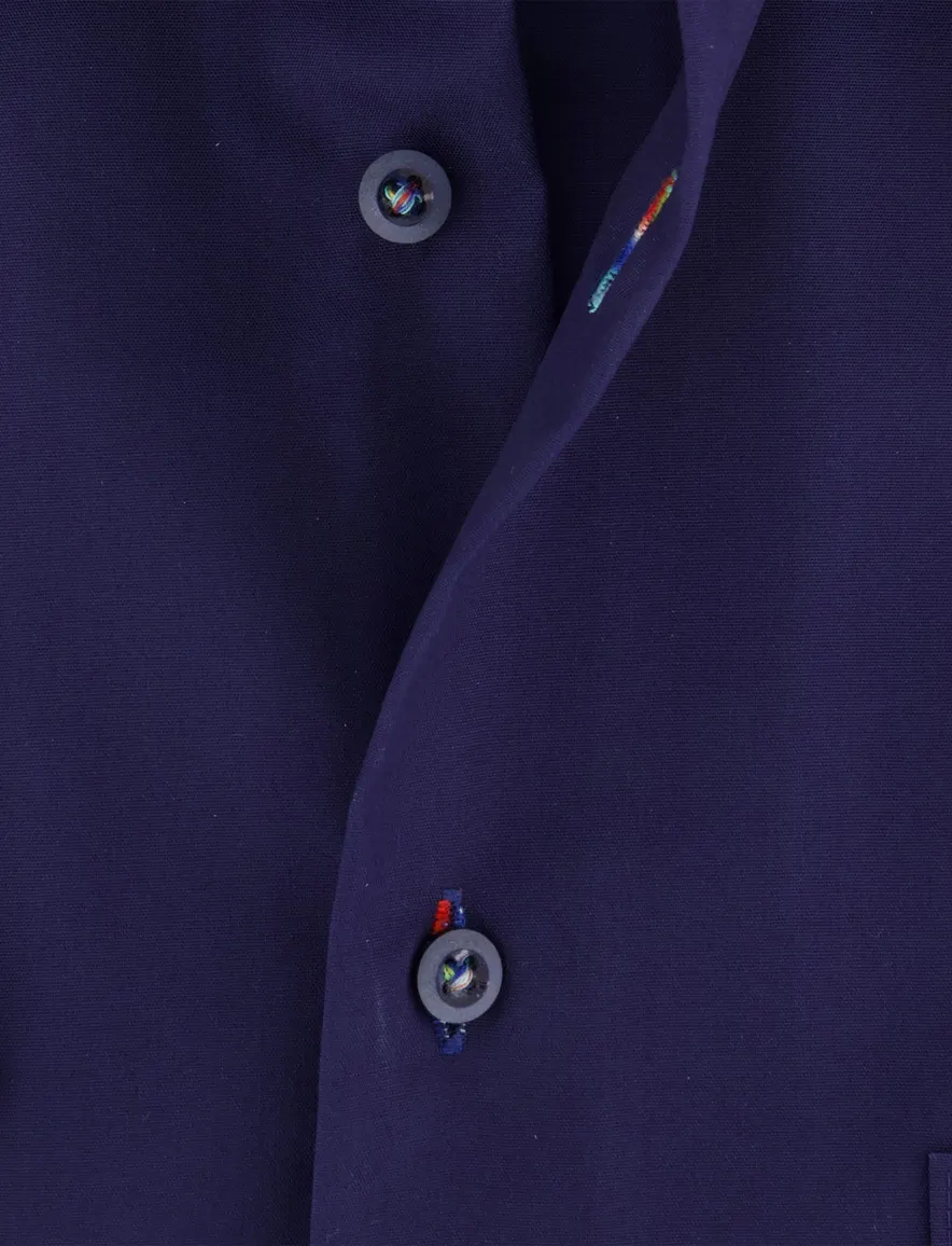 Eterna overhemd donkerblauw normale fit katoen