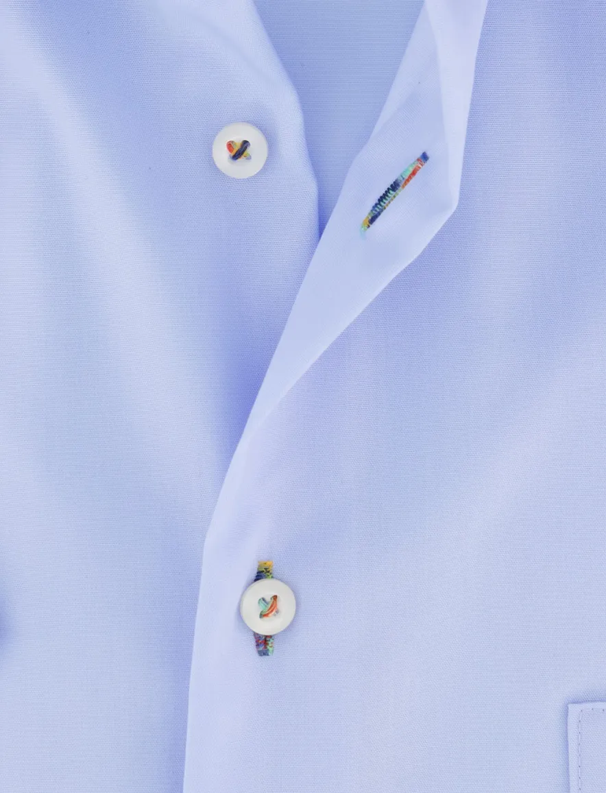 Eterna Comfort Fit overhemd korte mouw blauw strijkvrij