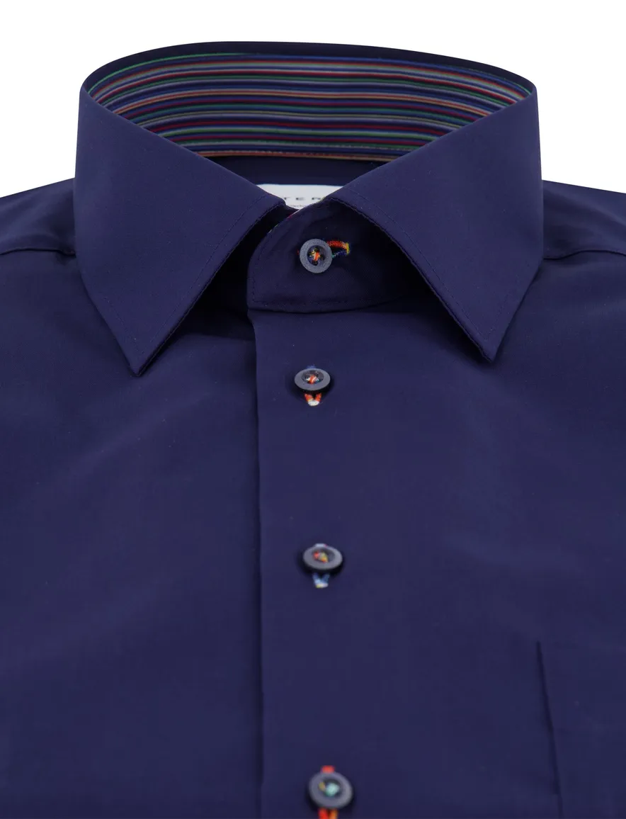 Eterna Comfort Fit donkerblauw overhemd strijkvrij katoen