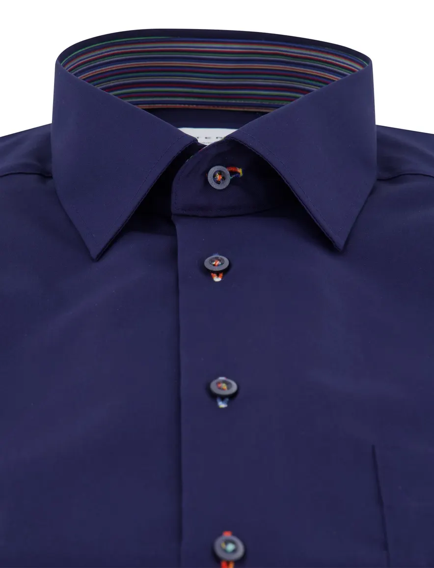 Eterna Comfort Fit donkerblauw overhemd strijkvrij katoen