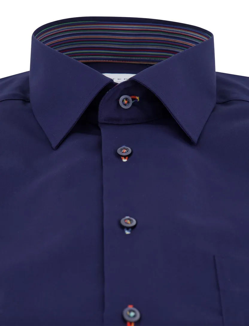 overhemd Eterna Comfort Fit donkerblauw strijkvrij