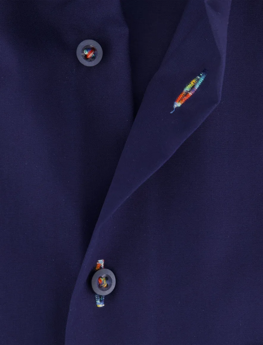 Eterna Comfort Fit donkerblauw overhemd strijkvrij katoen