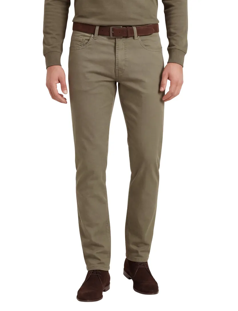 Pierre Cardin 5-p broek effen beige zonder omslag