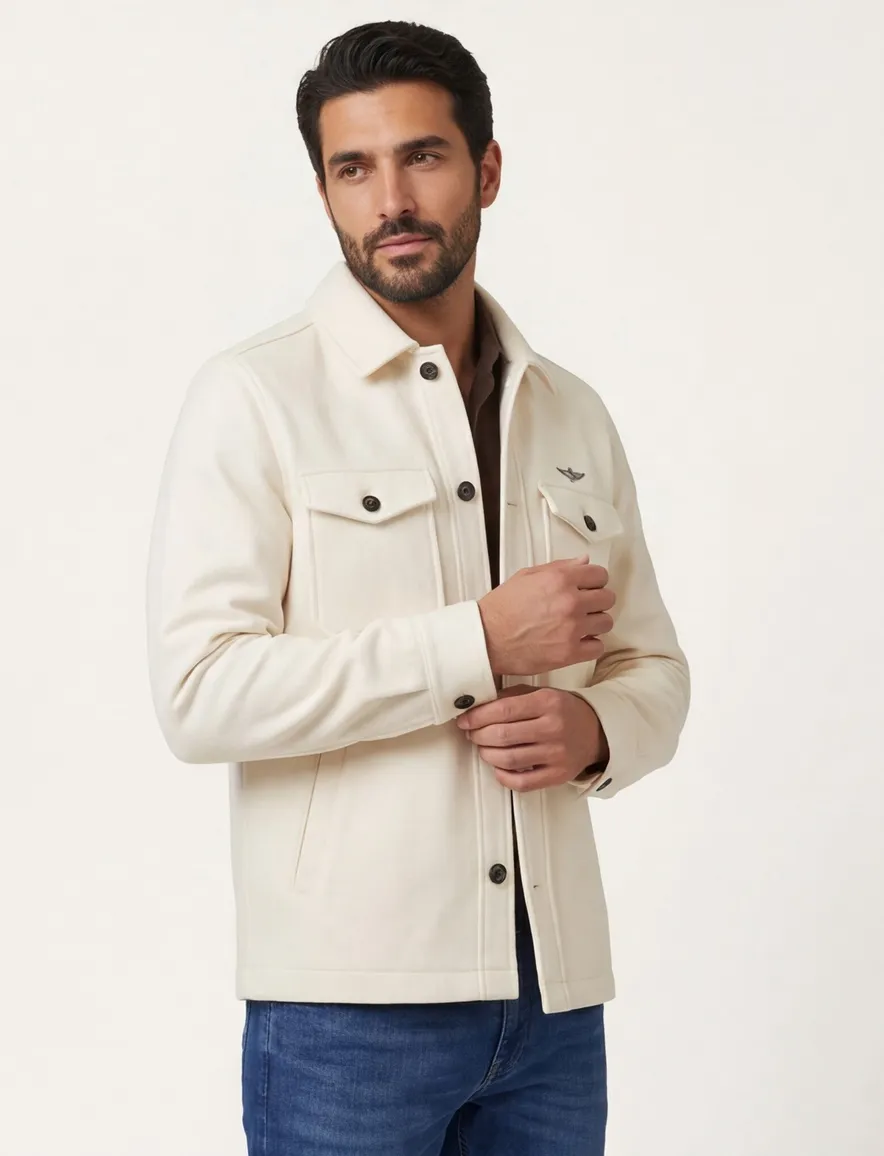 Aeronautica Militare overshirt creme normale fit polyester
