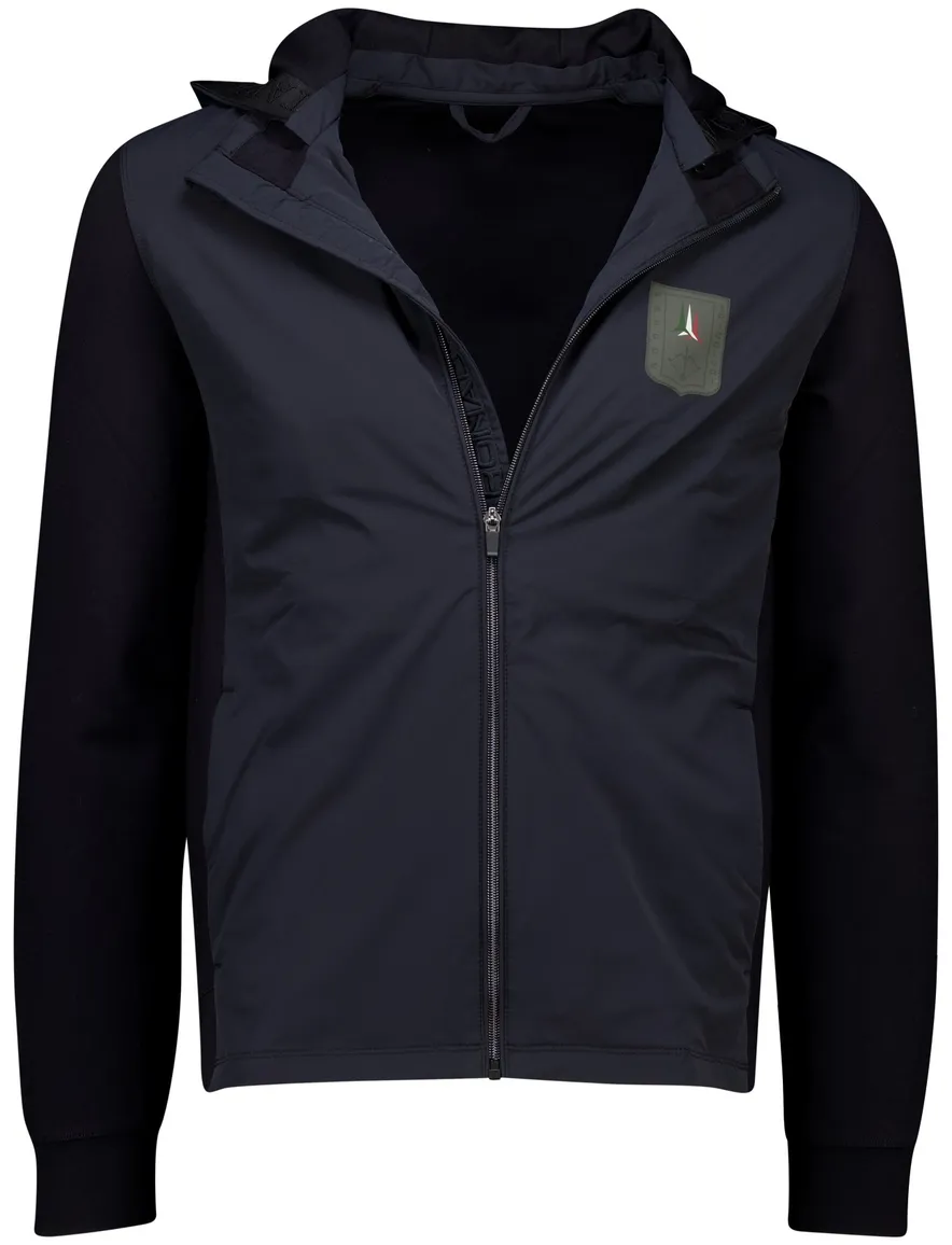 Aeronautica Militare Hoodie rits zwart effen normale fit