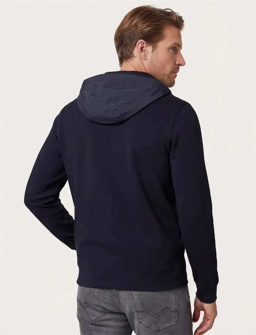 Aeronautica Militare Hoodie rits zwart effen normale fit
