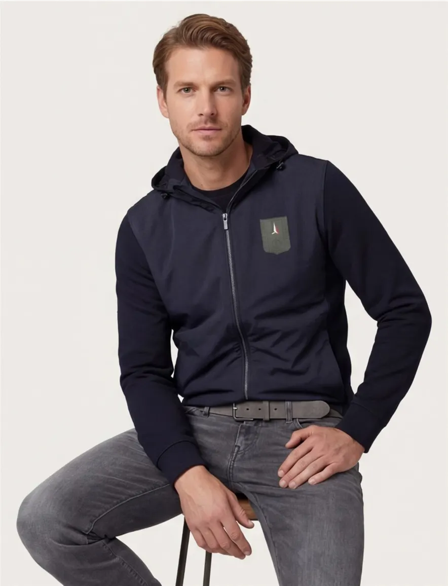 Hoodie rits zwart Aeronautica Militare