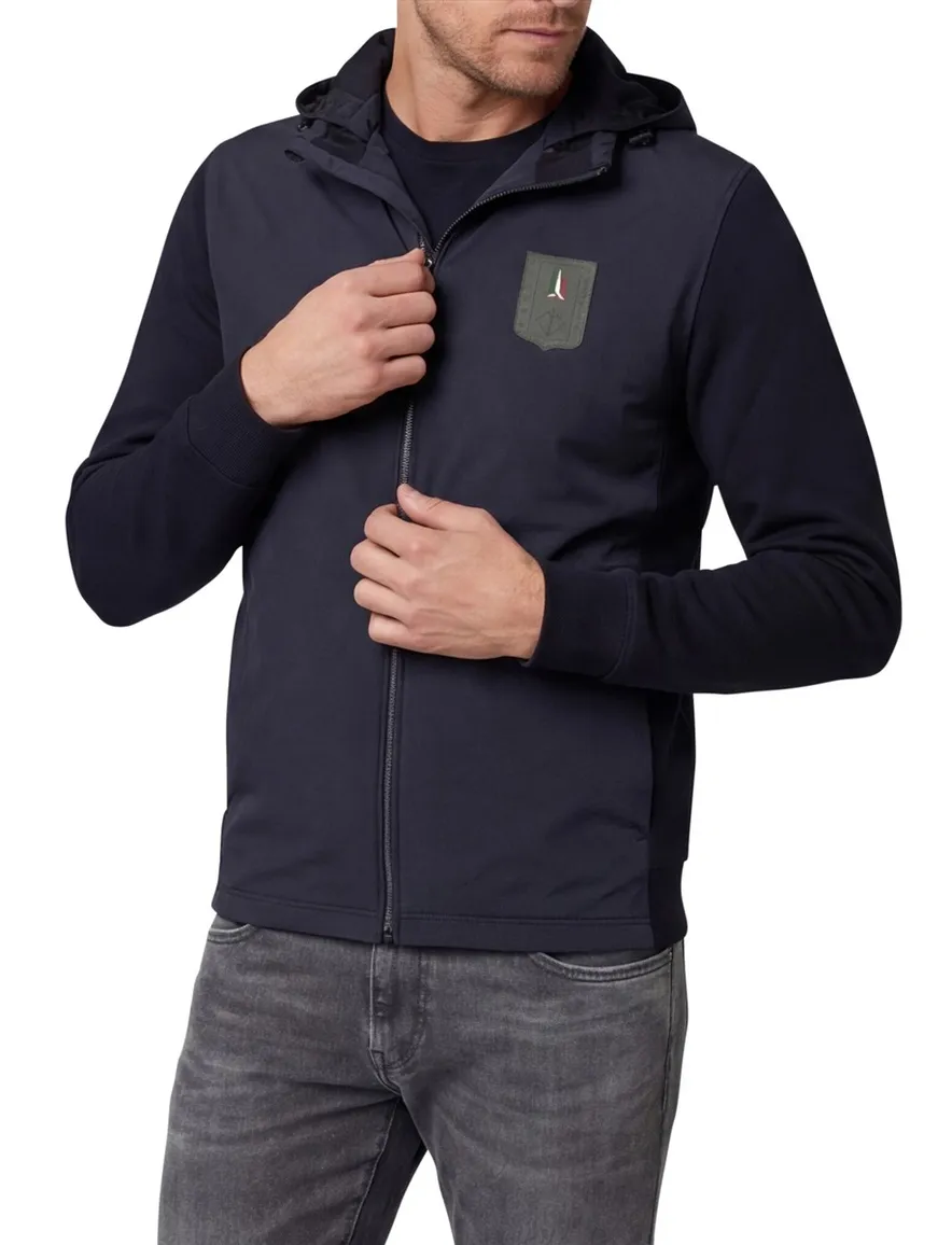 Aeronautica Militare Hoodie rits zwart effen normale fit