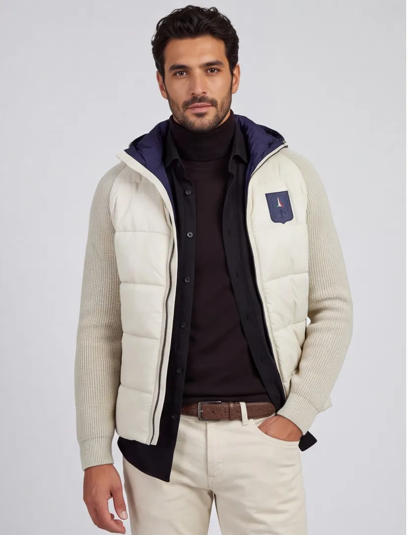 tussenjas Aeronautica Militare creme slim fit effen
