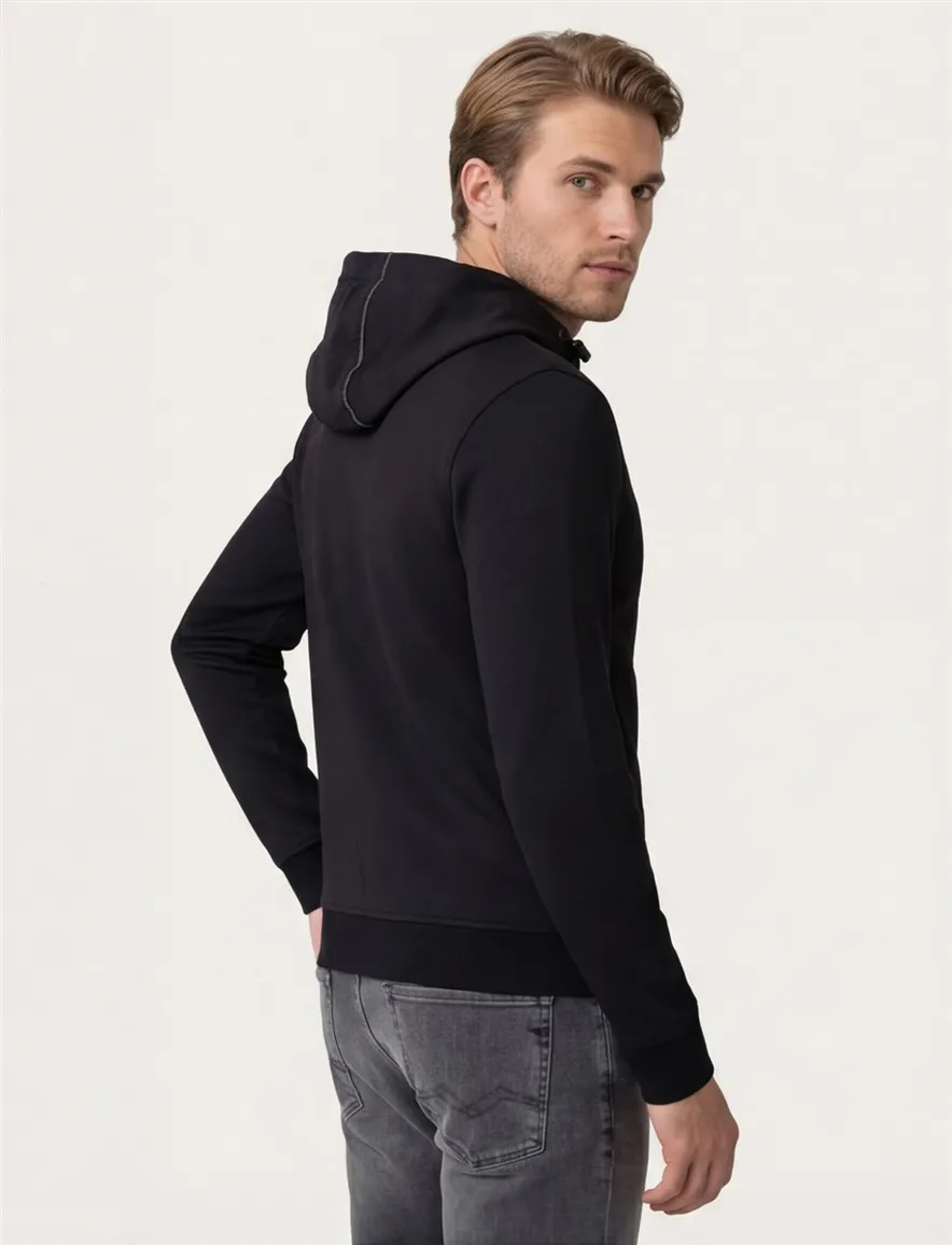 Aeronautica Militare Hoodie rits zwart effen normale fit