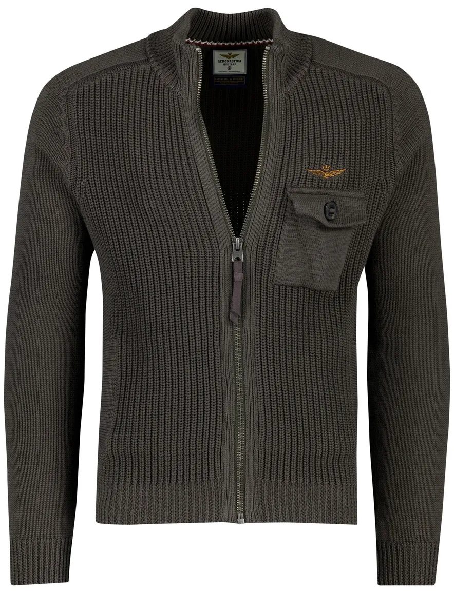 Aeronautica Militare vest antraciet katoen met borstzak
