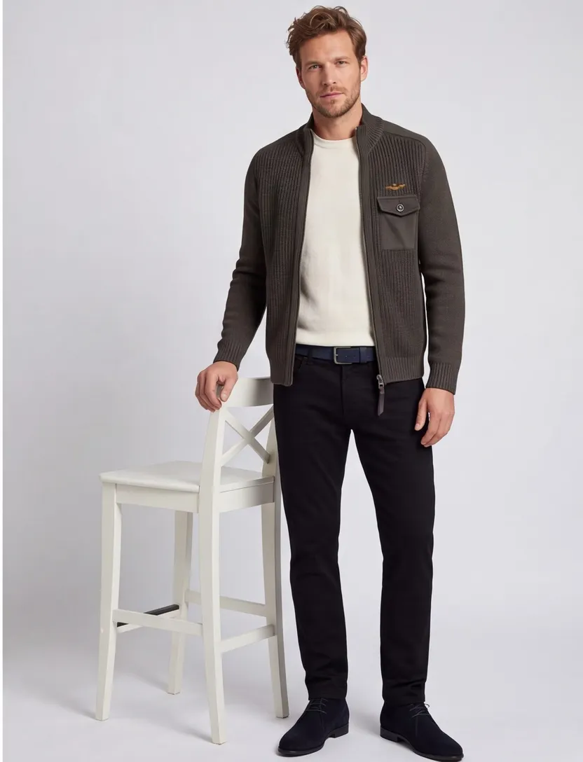 Aeronautica Militare vest antraciet katoen rits