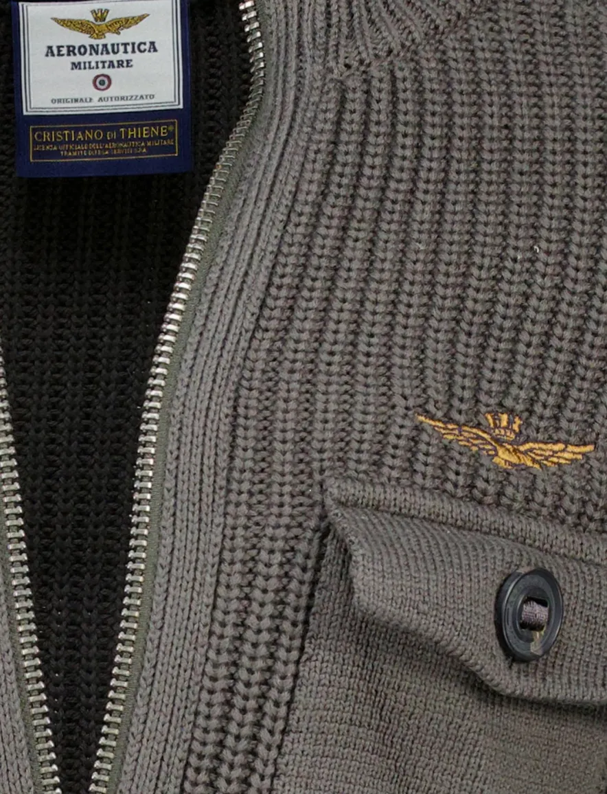 Aeronautica Militare vest antraciet katoen met borstzak