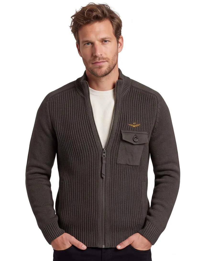Aeronautica Militare vest antraciet katoen rits