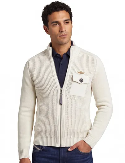 Aeronautica Militare Aeronautica Militare vest wit katoen met borstzak