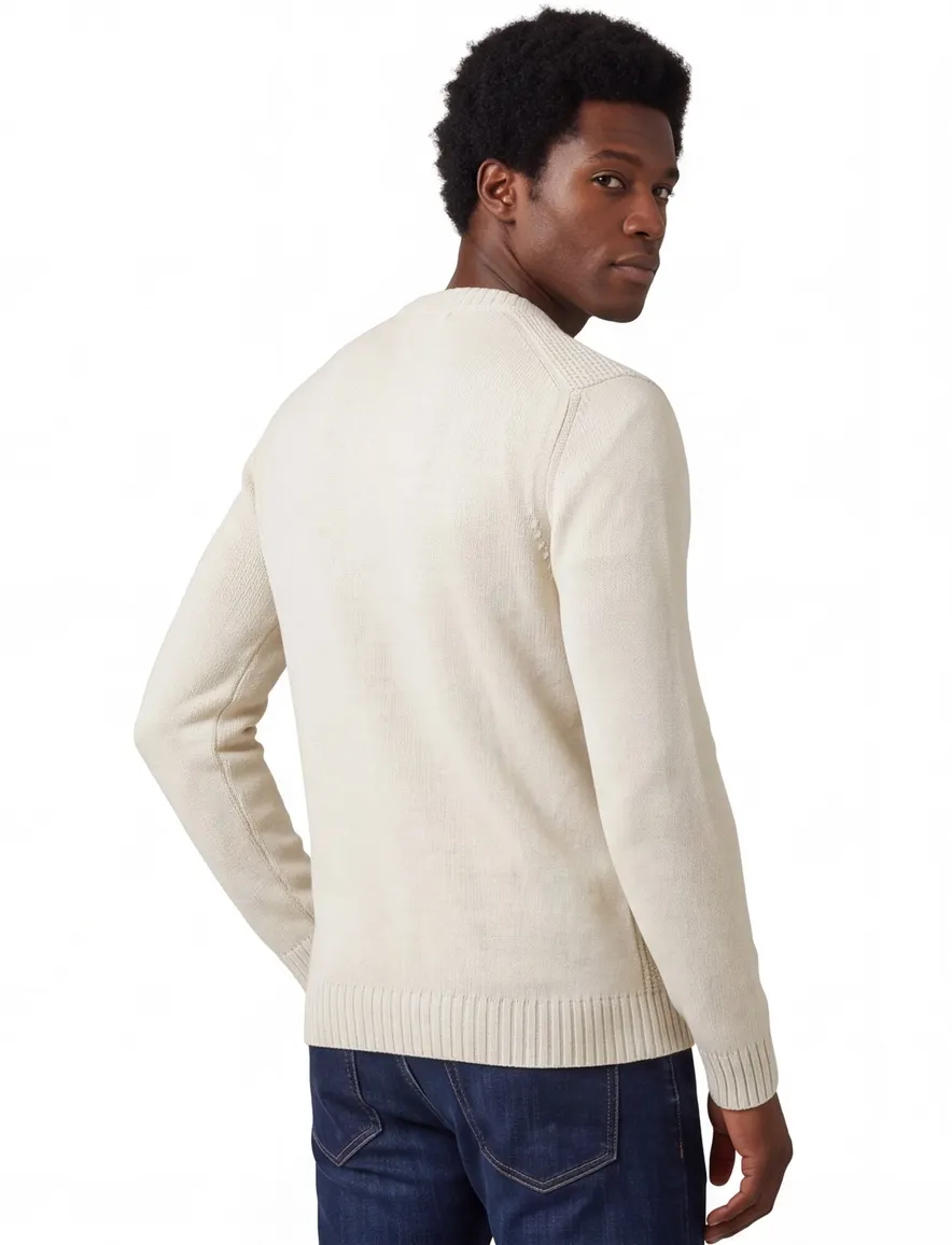 Aeronautica Militare trui gebreid beige effen normale fit
