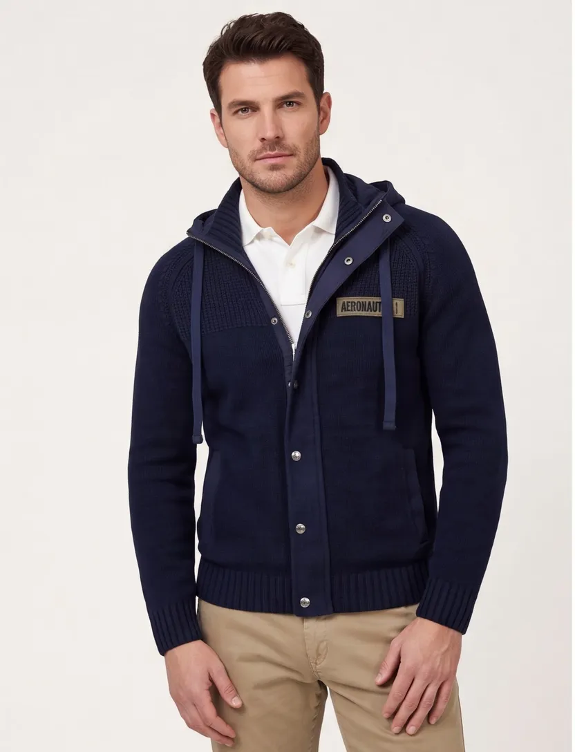 vest Aeronautica Militare donkerblauw effen katoen