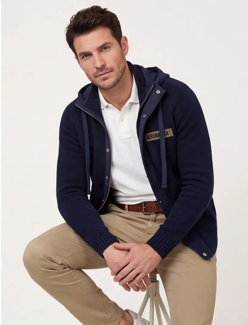 vest Aeronautica Militare donkerblauw effen katoen