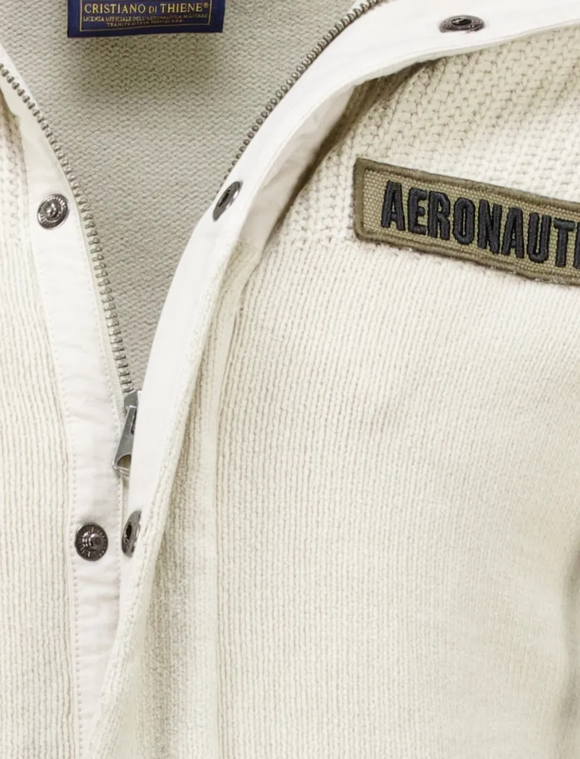 katoenen vest Aeronautica Militare creme effen normale fit